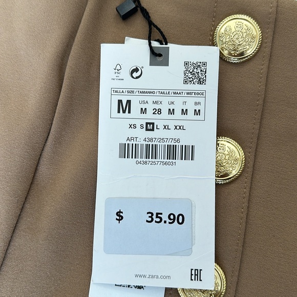 ZARA NWT Hi-Rise legging size M khaki - Picture 6 of 6